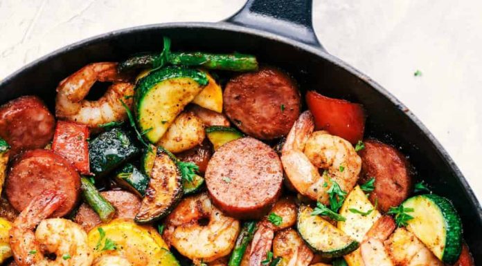 Cajun Shrimp and Sausage Vegetable Skillet