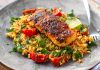 Cajun Lime & Honey Salmon With Tomato Cauliflower Rice