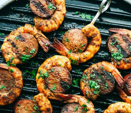 Easy and Amazing Cajun Shrimp and Sausage Skewers