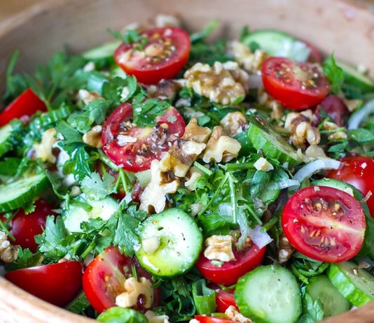Georgian Salad With Creamy Walnut Dressing (Paleo, Vegan)