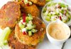 Salmon Fish Cakes With Sweet Potatoes & Peas