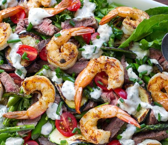 Surf & Turf Salad (Paleo, Whole30, Gluten-free)