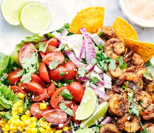 Shrimp Avocado Taco Salad