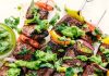 Grilled Steak Fajita Skewers with Avocado Chimichurri