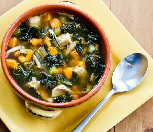 Slow Cooker Turkey Soup with Kale and Sweet Potatoes