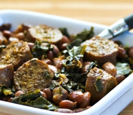 Crockpot Sausage, Beans, and Greens