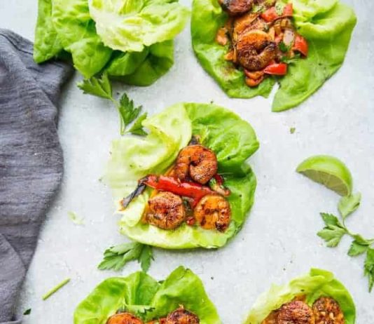 Cilantro Lime Shrimp Lettuce Wraps