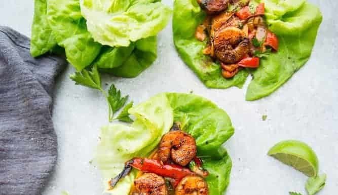 Cilantro Lime Shrimp Lettuce Wraps