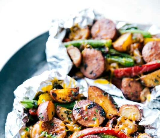 Cheesy Sausage Potato Foil Packets