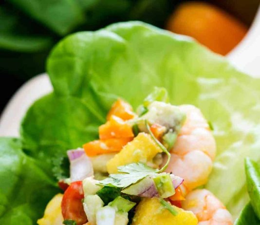 Mango Shrimp Lettuce Wraps