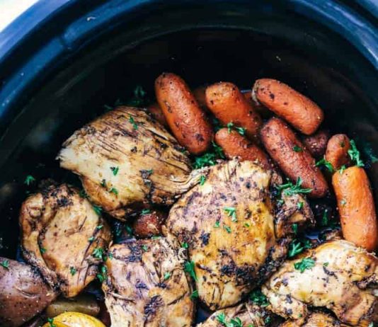Slow Cooker Brown Sugar Balsamic Chicken and Vegetables