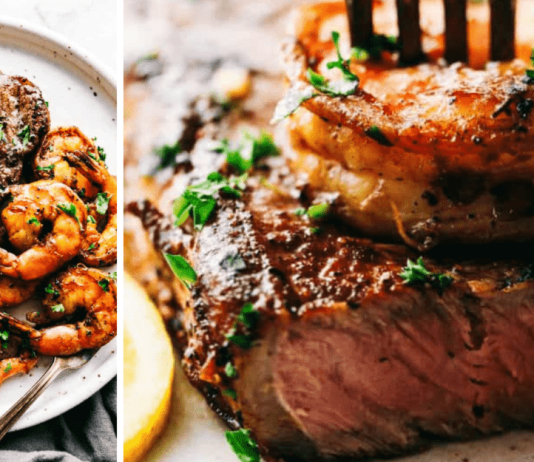 Skillet Garlic Butter Steak and Shrimp