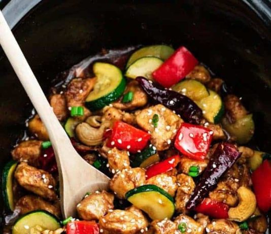 Skinny Slow Cooker Kung Pao Chicken