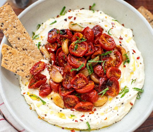 Whipped Feta With Roasted Tomatoes & Garlic