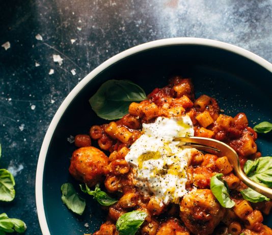 Instant Pot Pasta and Meatballs with Lemon Herb Ricotta Recipe