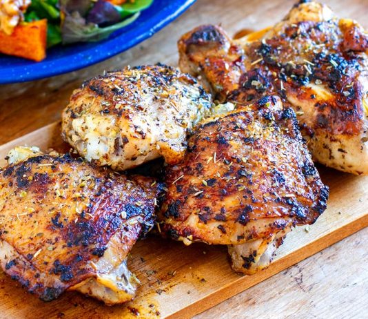 Roasted Chicken Thighs With Oregano Garlic Marinade