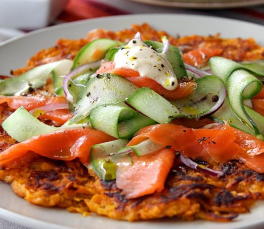Sweet Potato Rosti with Smoked Salmon Salad (Paleo, Gluten-Free)