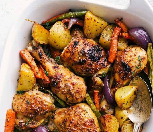 One Pan Honey Mustard Chicken and Veggies