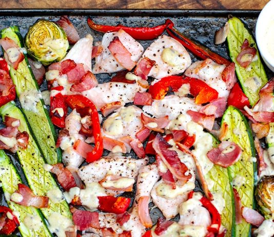 Caesar Chicken Sheet Pan Dinner (Paleo, Whole30, Keto)